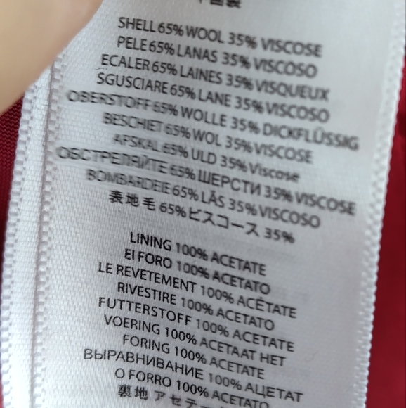 Michael Kors Red Wool Blazer Double Breasted Pea Coat Cropped Moto Jacket EUC - Picture 7 of 8